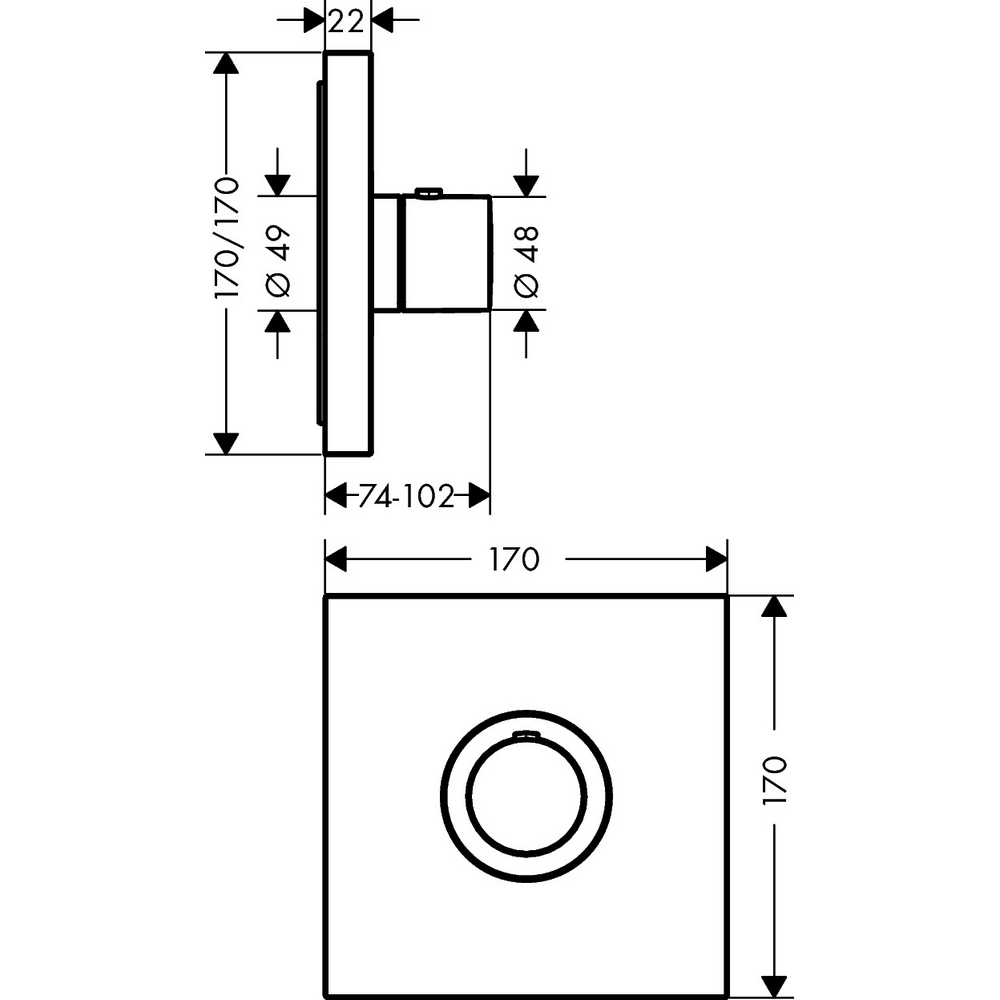 Inbyggnadsblandare Axor ShowerSelect Square Highflow