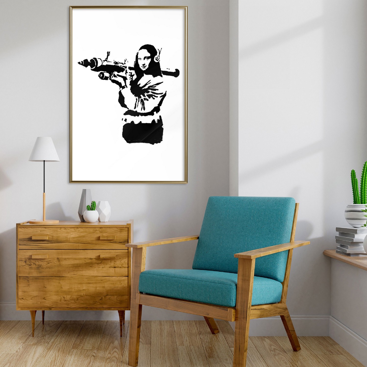 Poster Artgeist Affisch Banksy Mona Lisa with Rocket Launcher