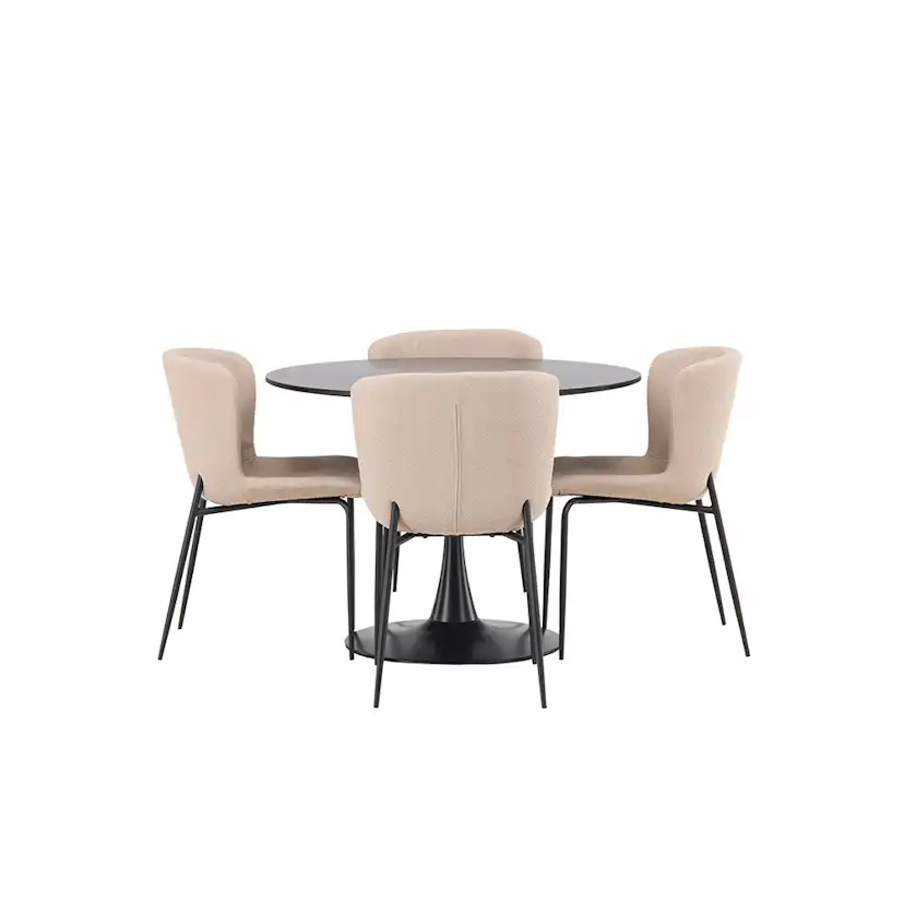 Matgrupp Venture Home Glade Ø 100 cm med 4 Modesto Stolar