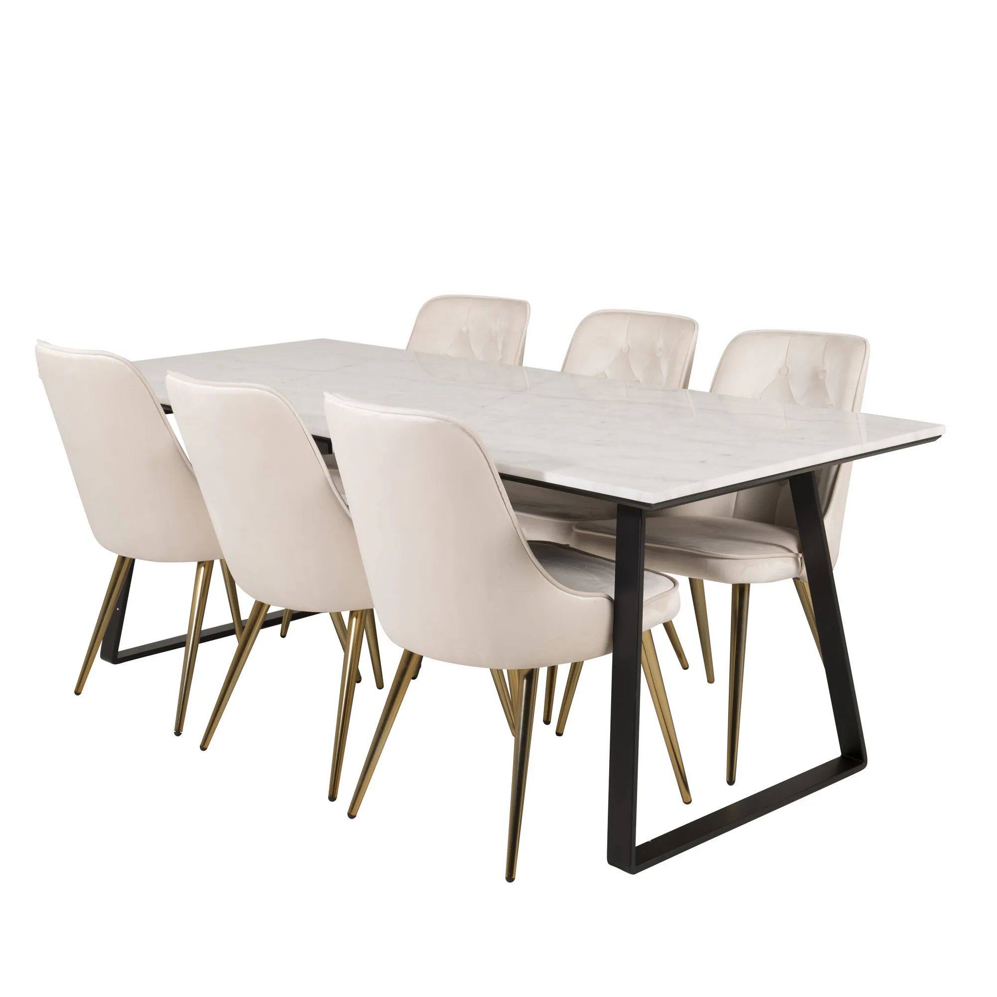 Matgrupp Venture Home Estelle 200 med 6 Vera Stolar Sammet