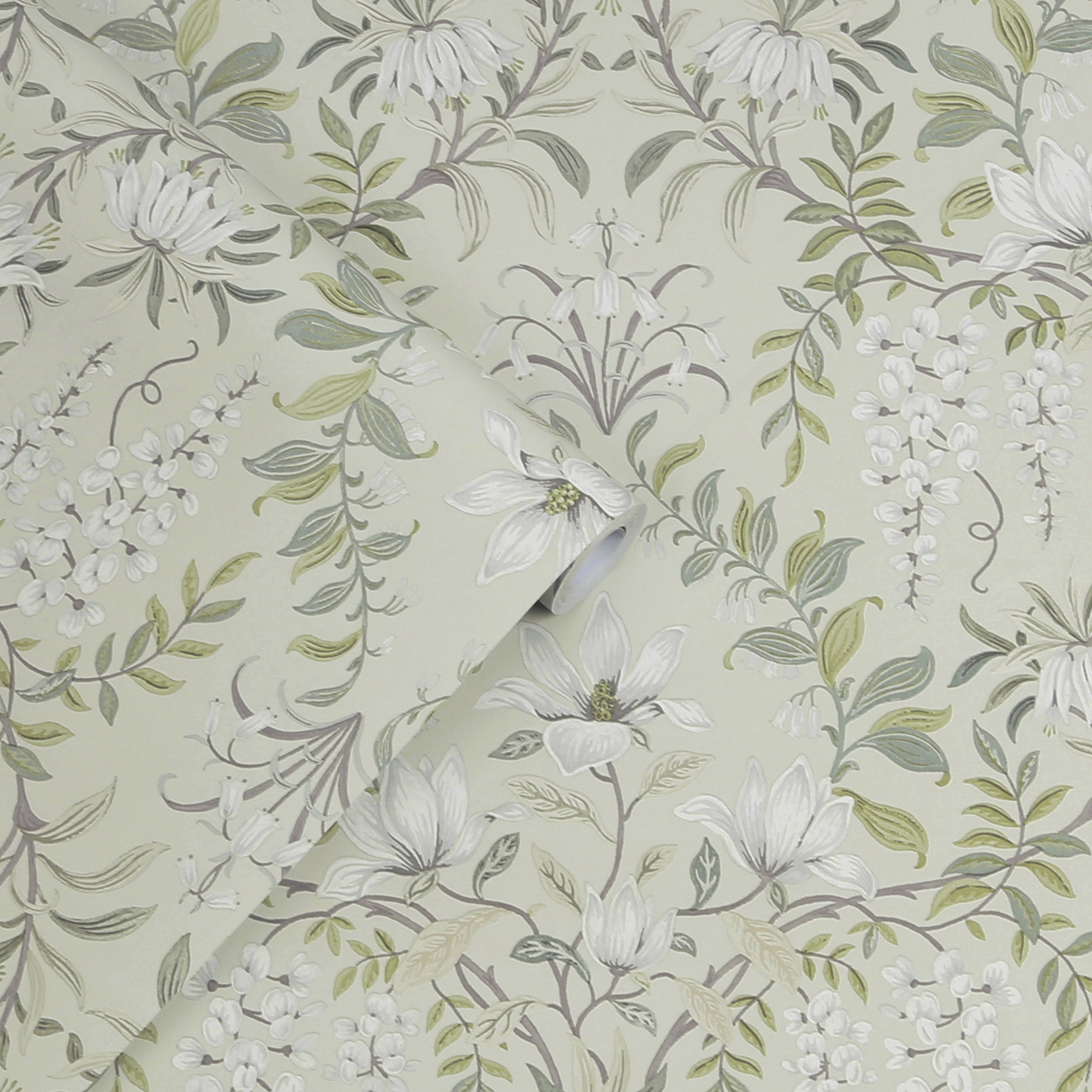 Tapet Laura Ashley Parterre Sage 113406 EasyUp, Mönstrad Flerfärgad