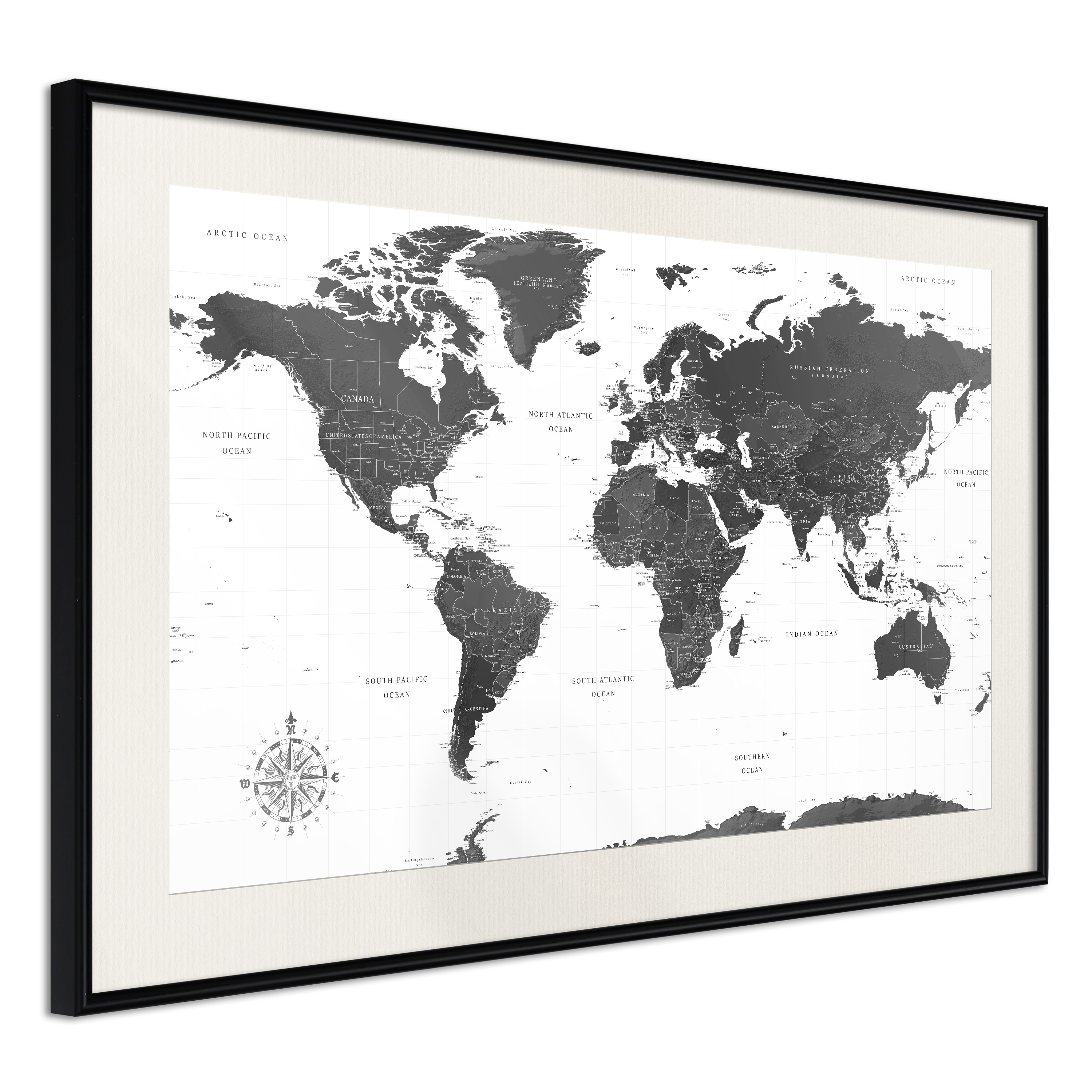 Poster Artgeist Affisch Monochrome Map