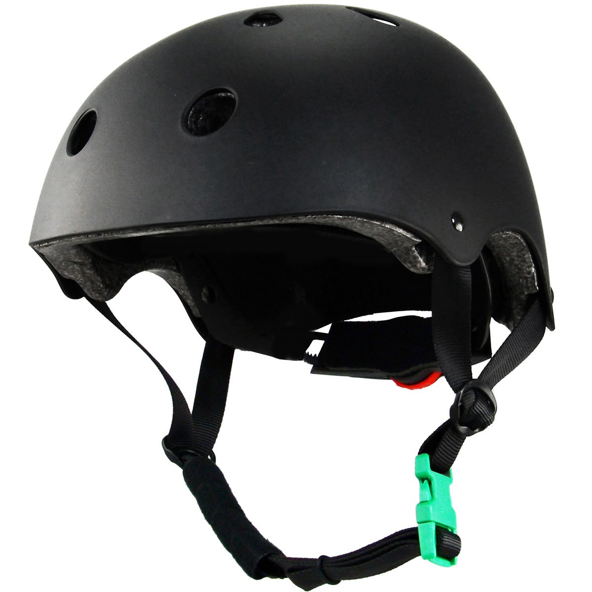 Skatehjälm SportMe S 46-53 cm Svart med Grönt Spänne