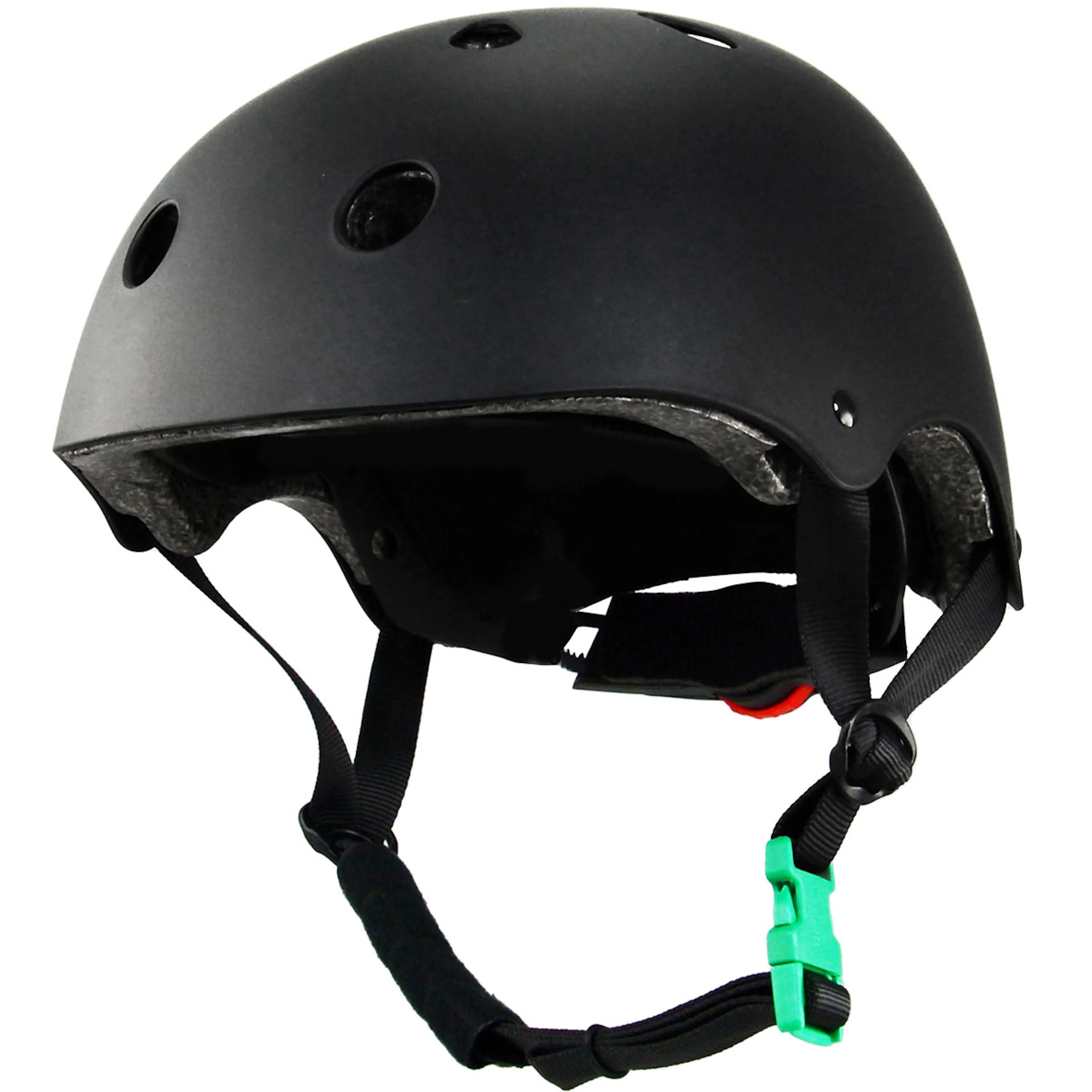 Skatehjälm SportMe S 46-53 cm Svart med Grönt Spänne