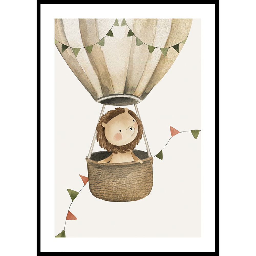 Poster Gallerix Lion In Hot Air Balloon
