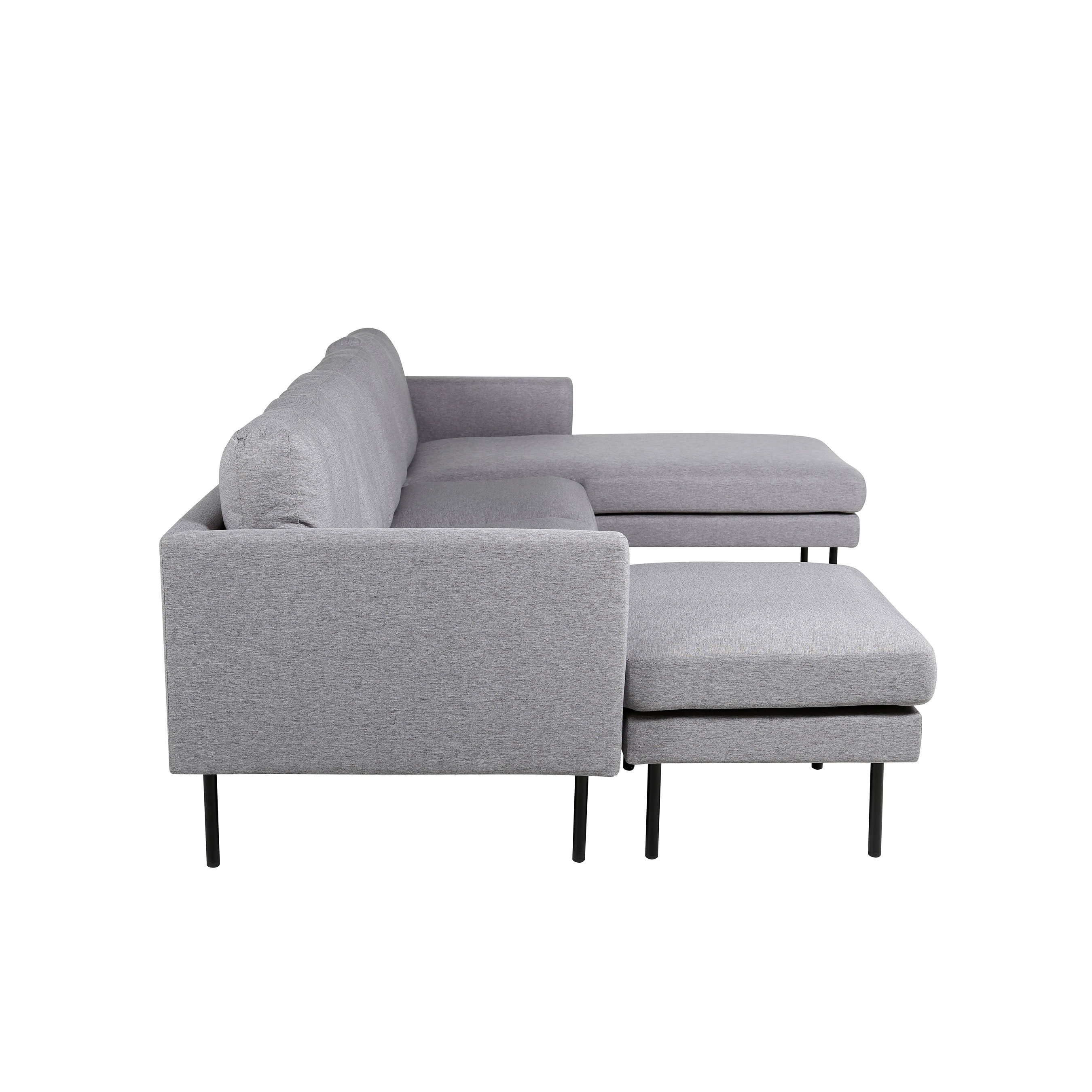 Zoom U-Sofa - Black / Steel Grey Fabric Grå