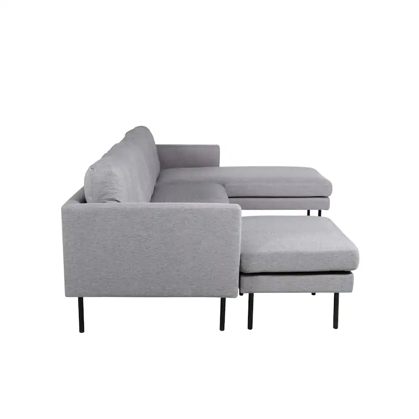 Zoom U-Sofa - Black / Steel Grey Fabric Grå