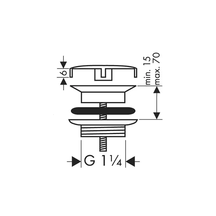HG bottenventil 5/4" i silform, krom Krom