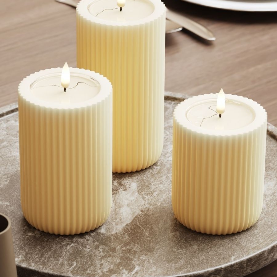 LED-Blockljus UNIQUE Candles Stripe 8x12,5 cm