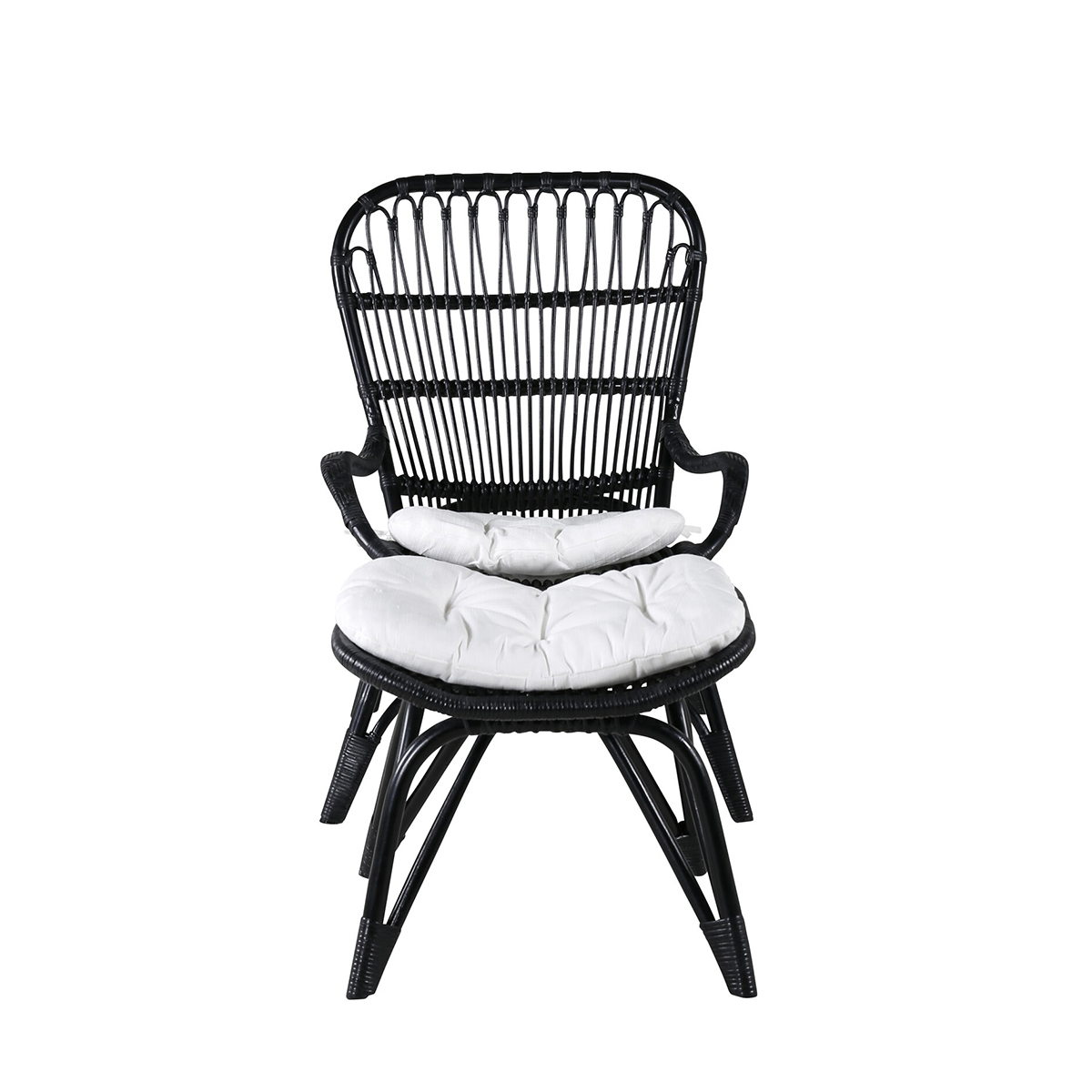 Ella Lounge Chair - BLACK rattan / Offwhite Cushion Ersätter Färg: Black