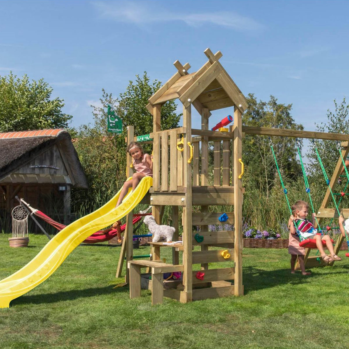 Jungle Gym Teepee lektorn komplett inkl. klättermodul och gu Gul