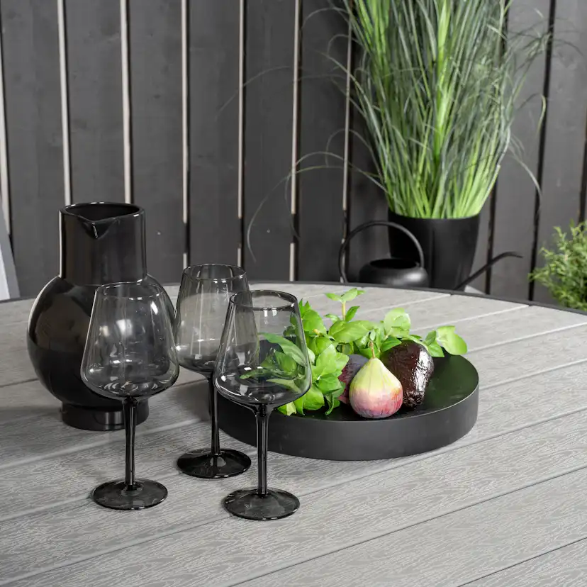 Parma - Table ø 140 - Svart Alu /Grey Aintwood+Copacabana Ar Svart/Grå