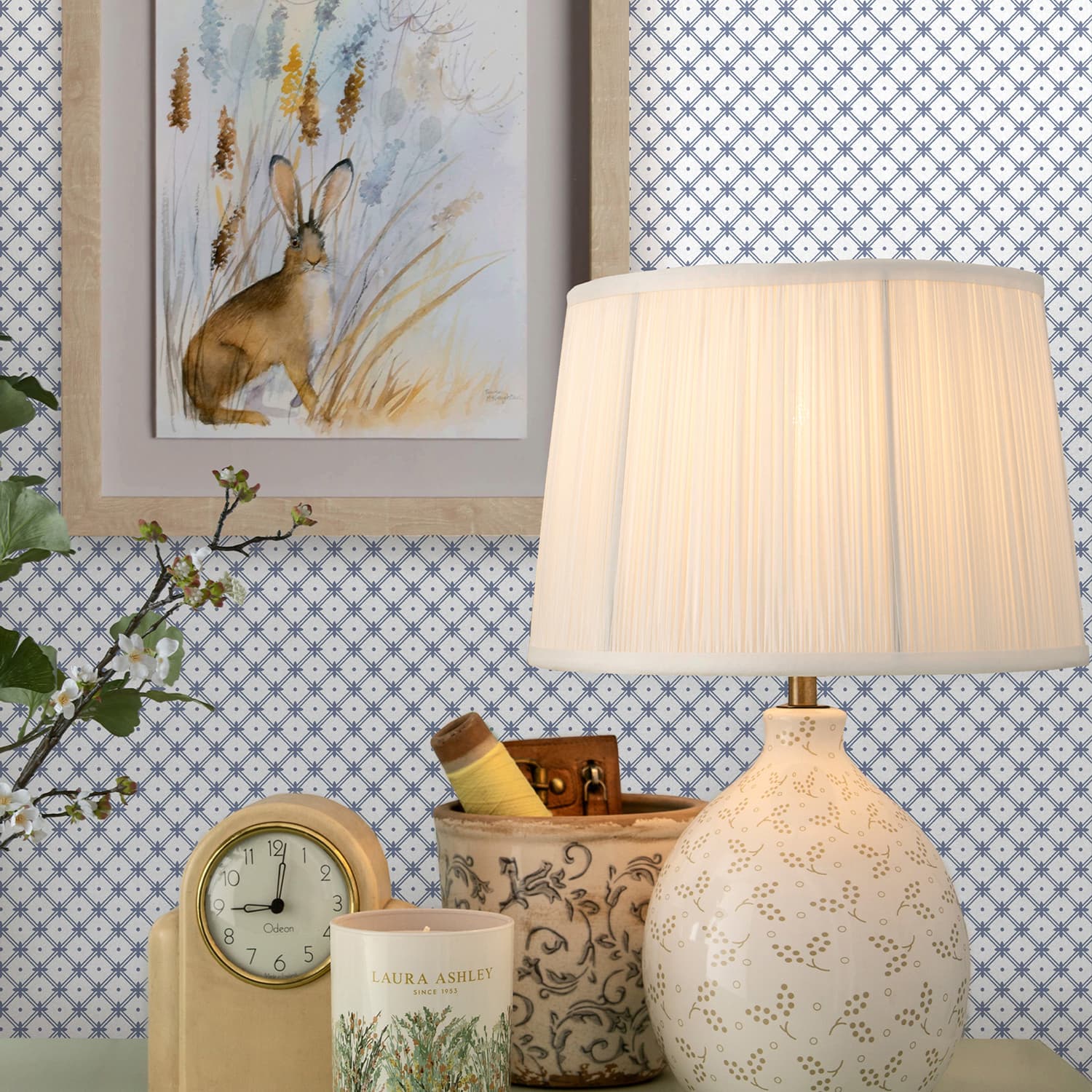 Tapet Laura Ashley Wickerwork Dark Seaspray Blå 120135