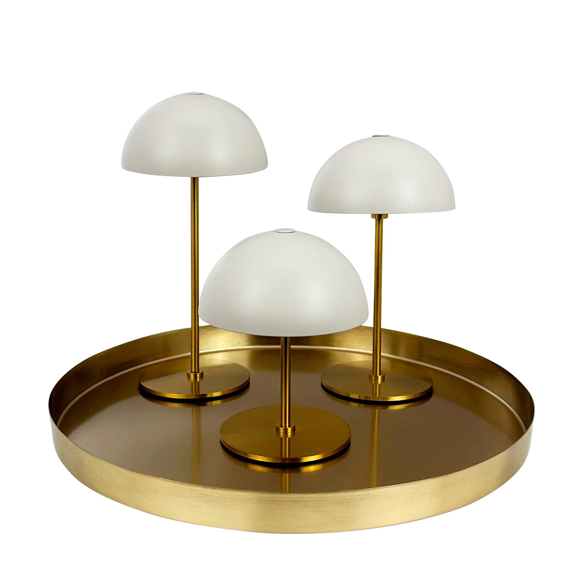 Bordslampa Dyberg Larsen Along Mini 3-pack med Bricka Beige/Mässing