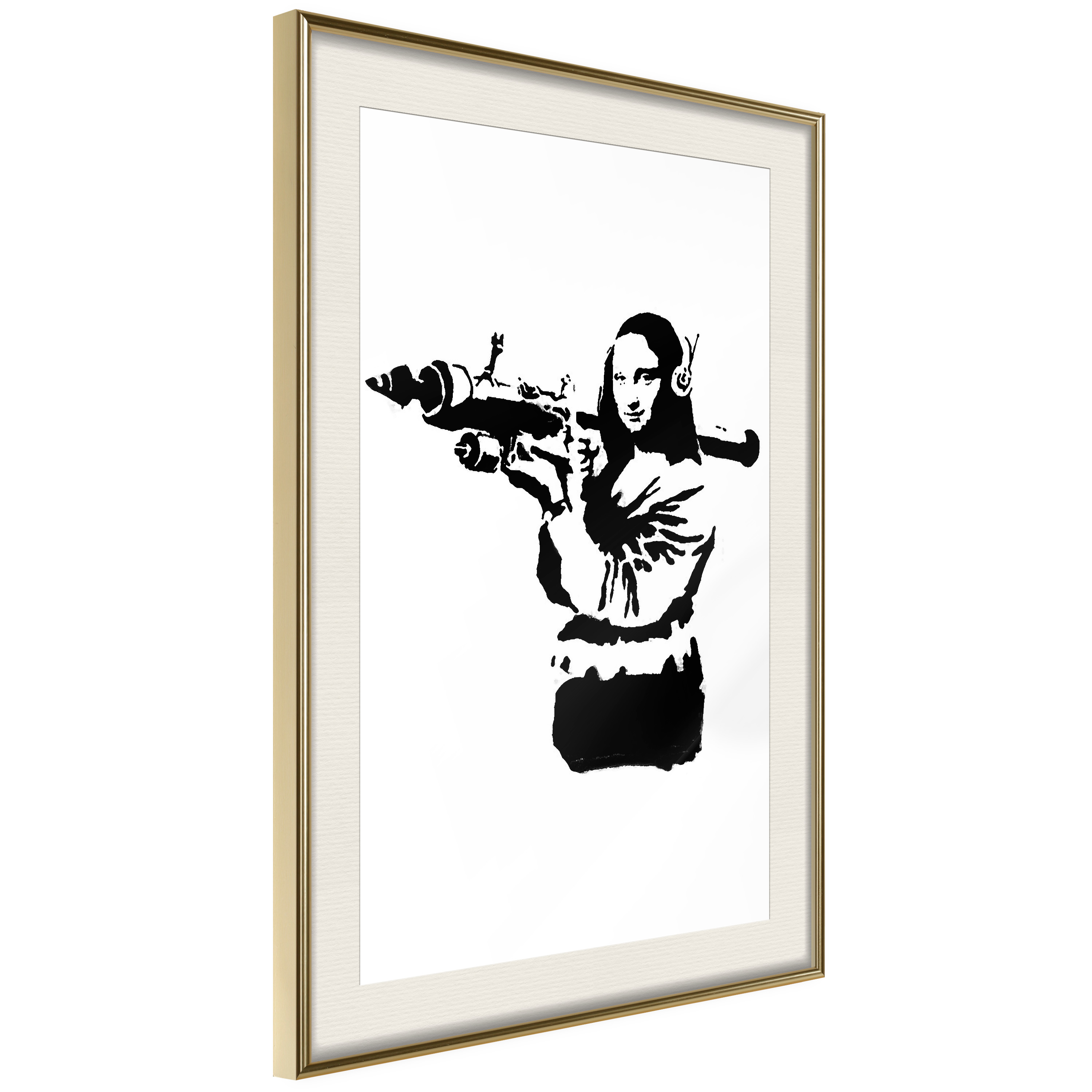 Poster Artgeist Affisch Banksy Mona Lisa with Rocket Launcher
