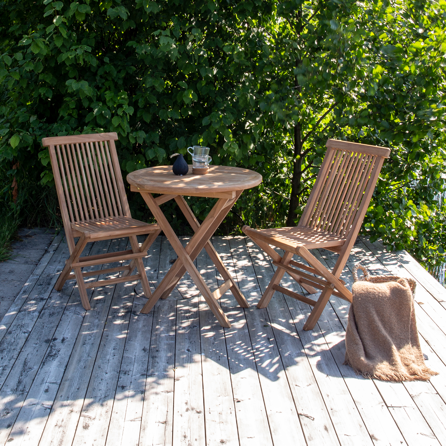 Cafégrupp Venture Home Kenya Ø70 cm med 2 Fällbara Stolar