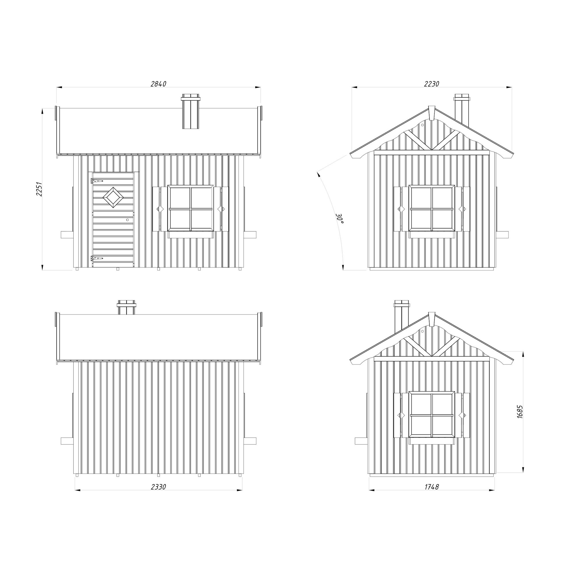Lekstuga Palmako Grete 3,7 m² Trästuga med Sadeltak