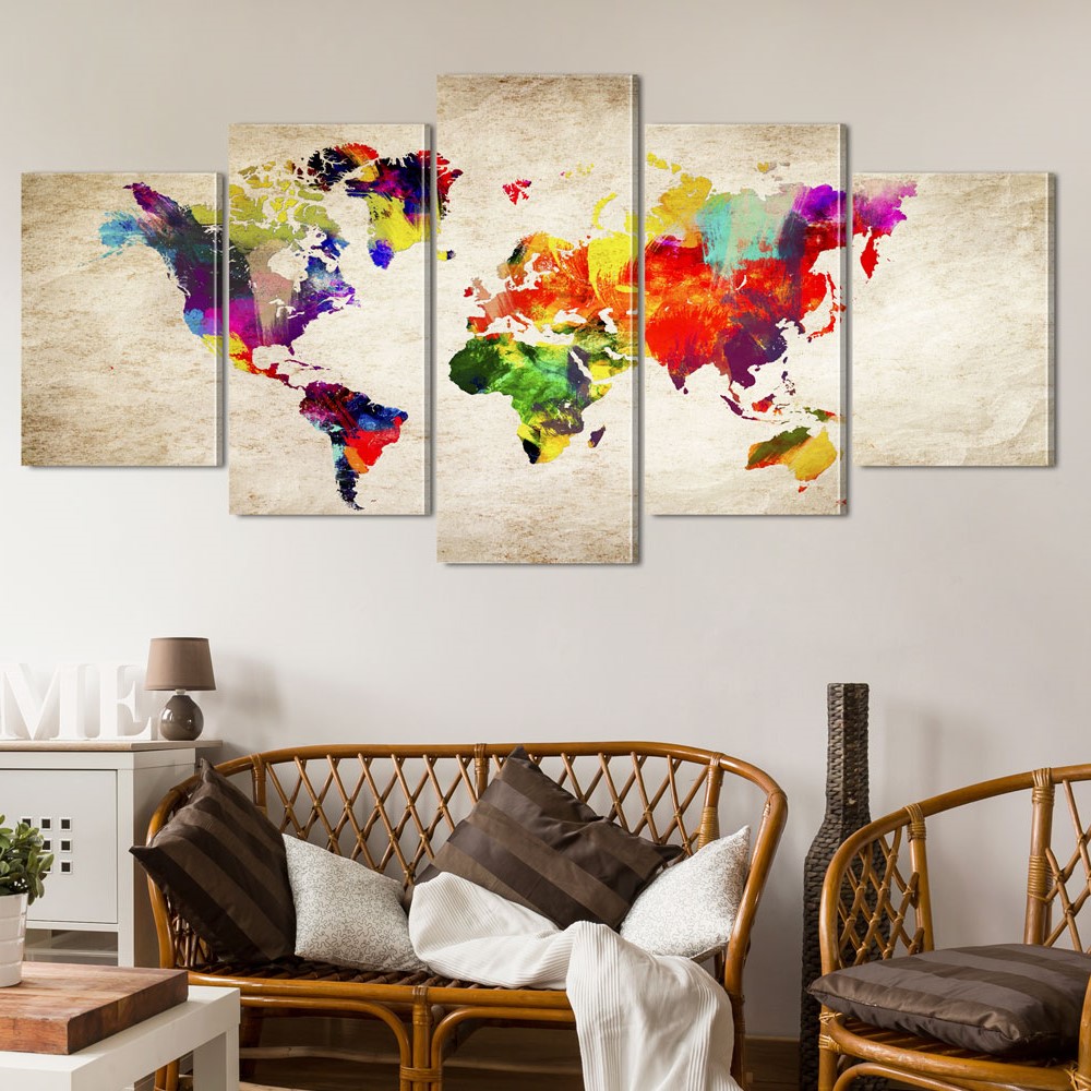 Tavla - World Map Abstract Fantasy 100x50 100x50 cm