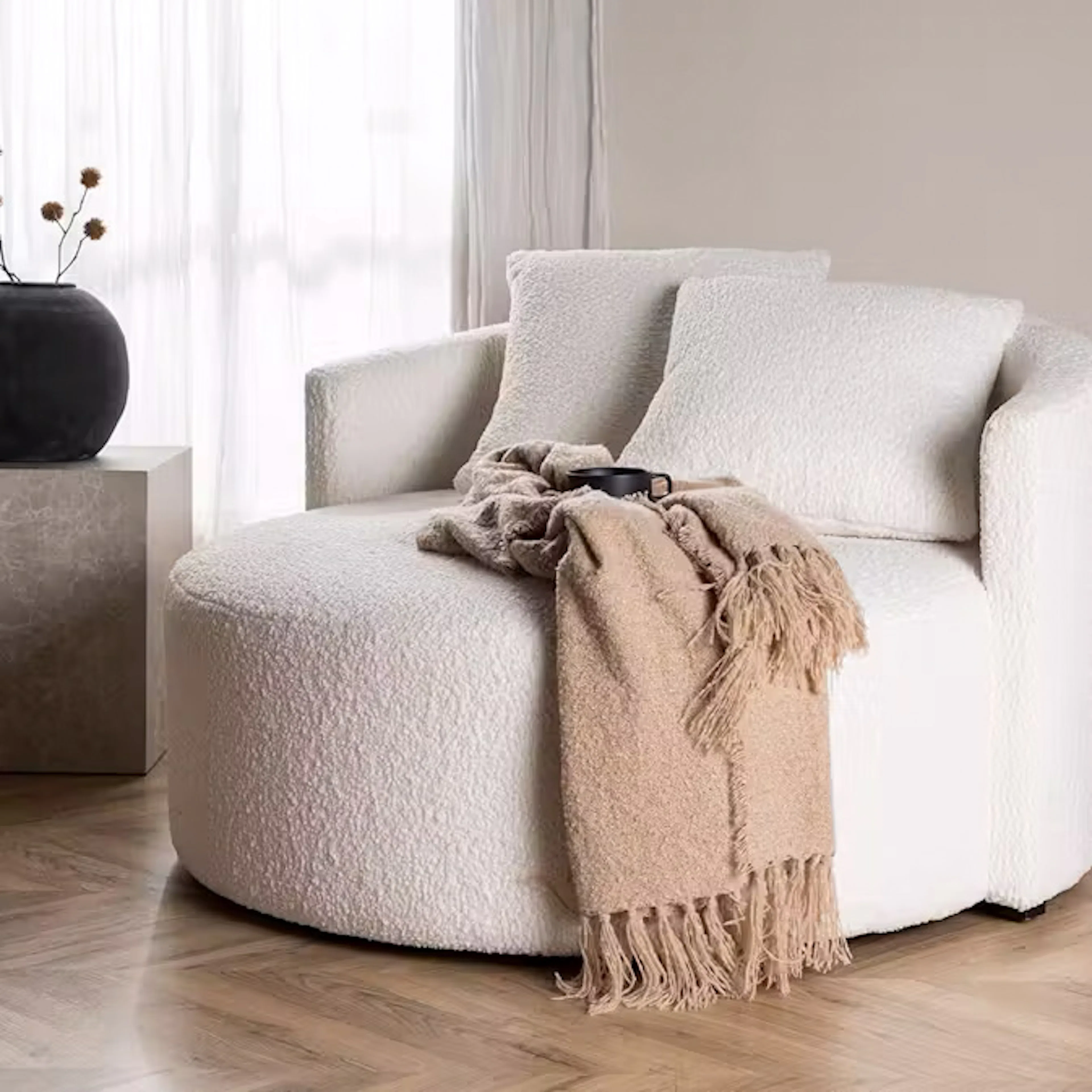 2-sitssoffa Venture Home Kelso Vit Helklädd Teddytyg