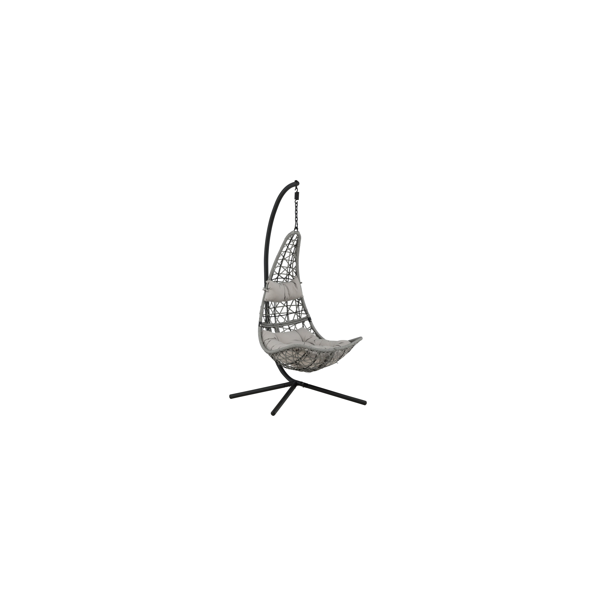 Edinburgh Hanging chair - Black frame/grey wicker/grey cushi Grå
