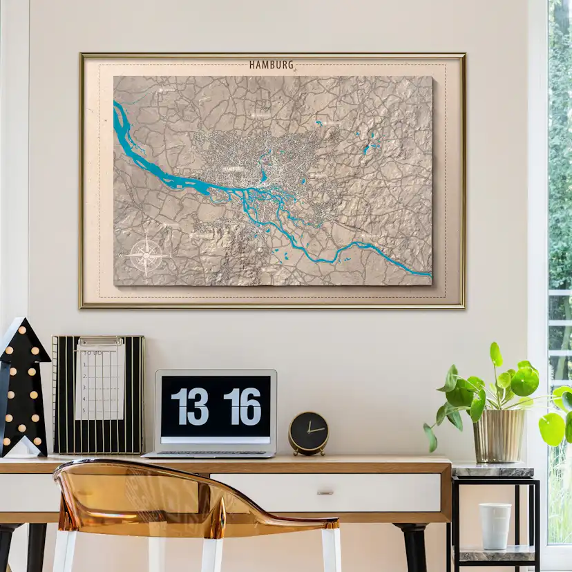 Poster Artgeist Affisch Isometric Map Hamburg