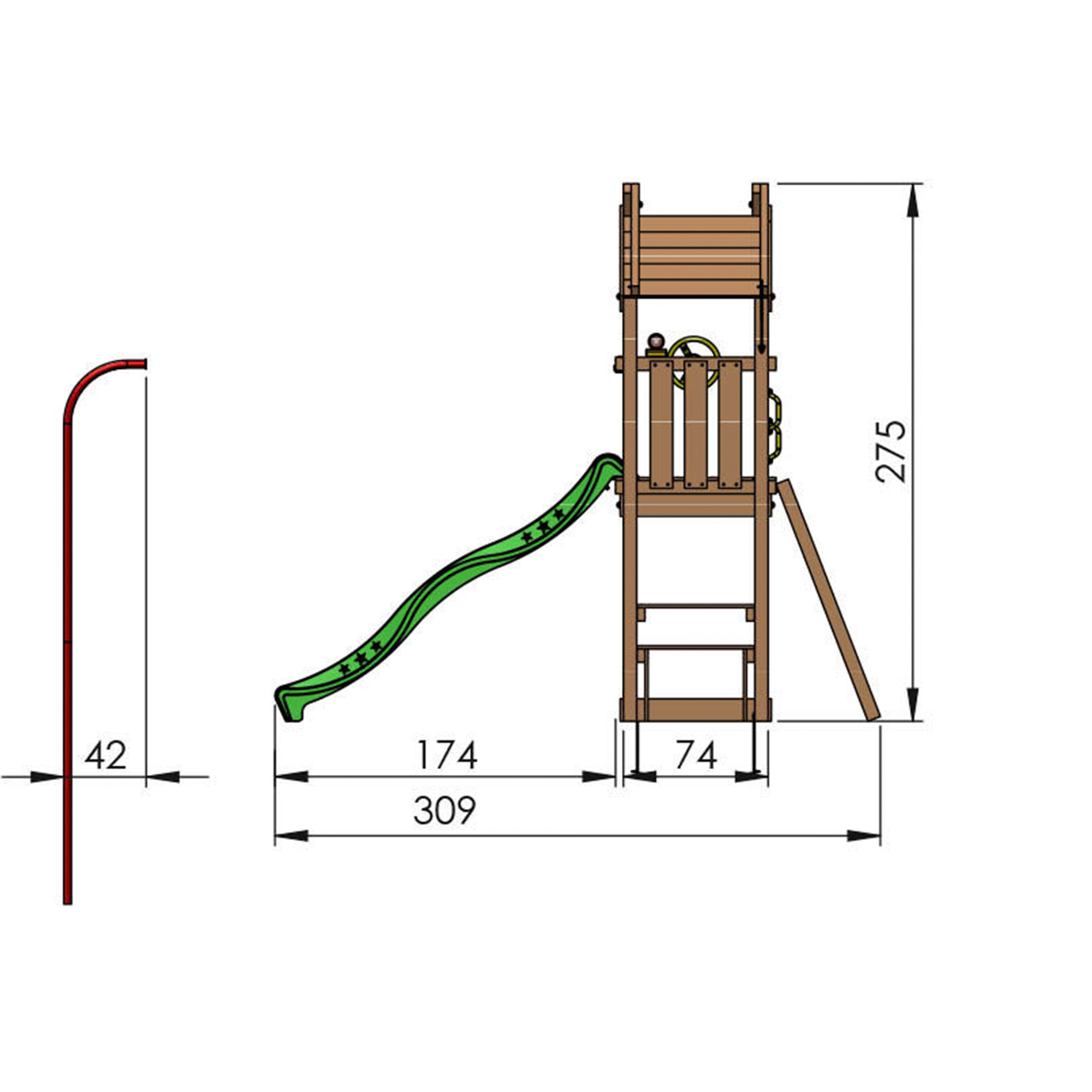 Lektorn Jungle Gym Totem Inkl Röd Rutschkana