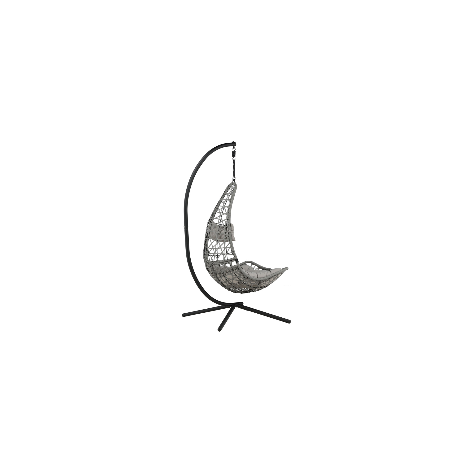 Edinburgh Hanging chair - Black frame/grey wicker/grey cushi Grå