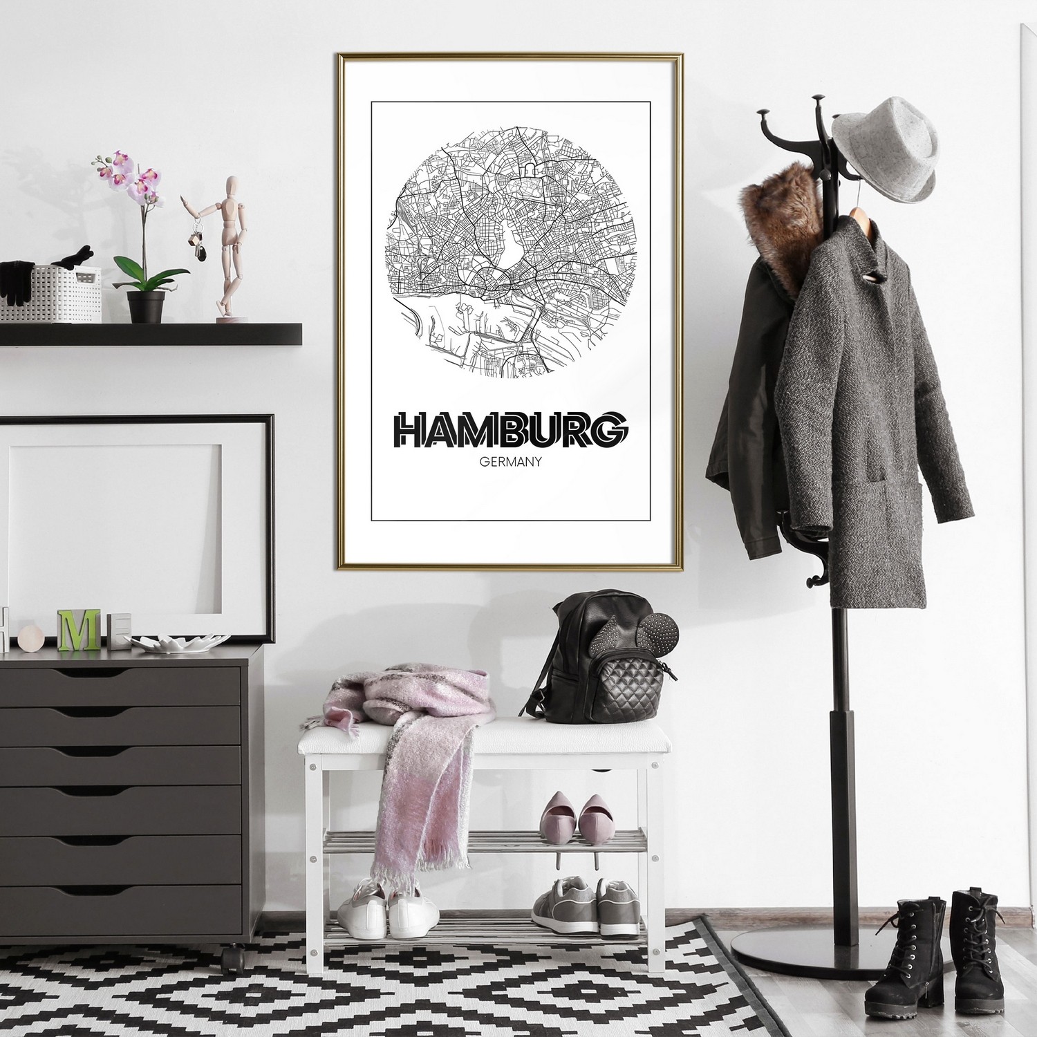 Affisch - Retro Hamburg [Poster] 20x30 Guld ram, 20x30 cm