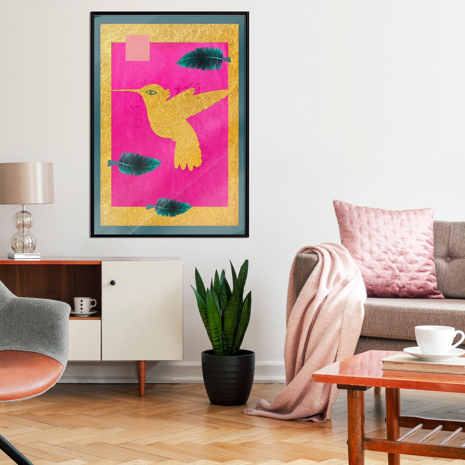 Affisch - Golden Hummingbird [Poster] 20x30 Svart ram, 20x30 cm