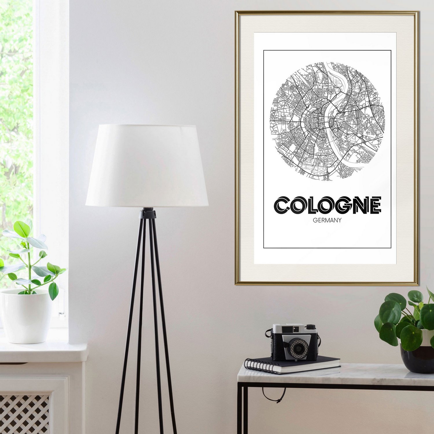 Affisch - Retro Cologne [Poster] 40x60 Guld ram med passepartout, 40x60 cm