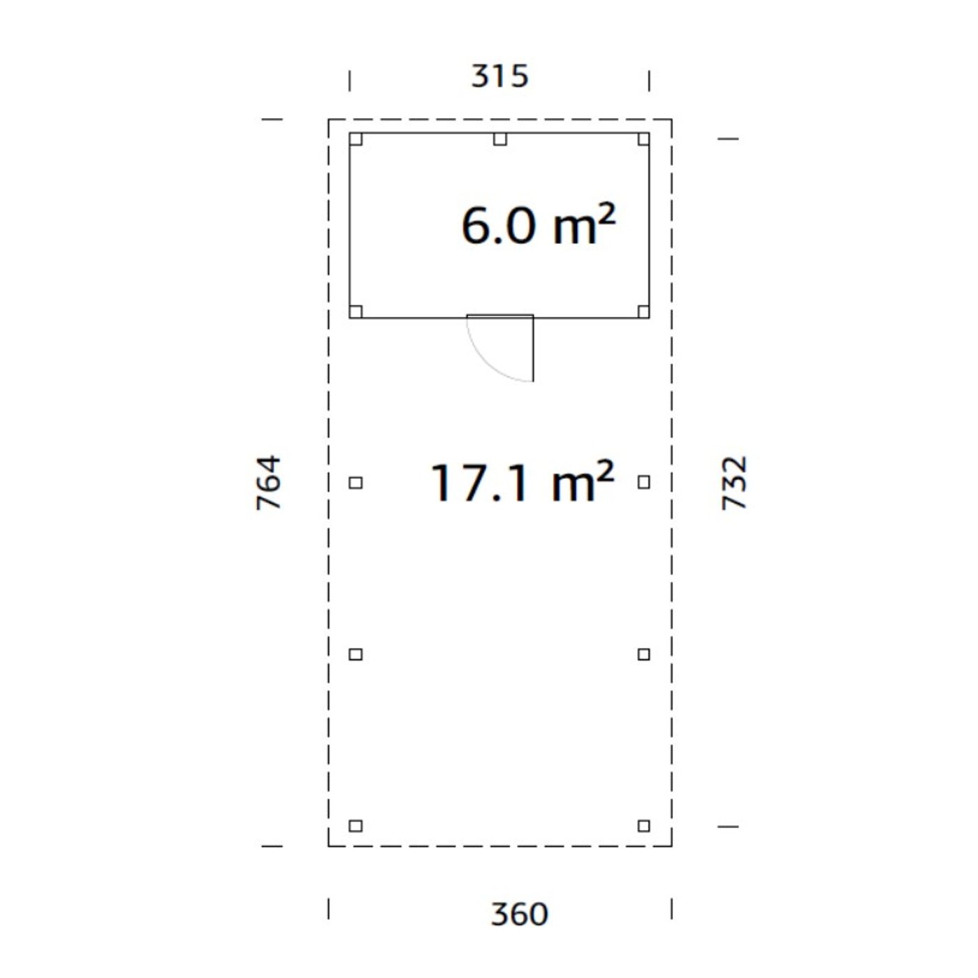 Carport Palmako Karl 23,1 m2 med Förråd