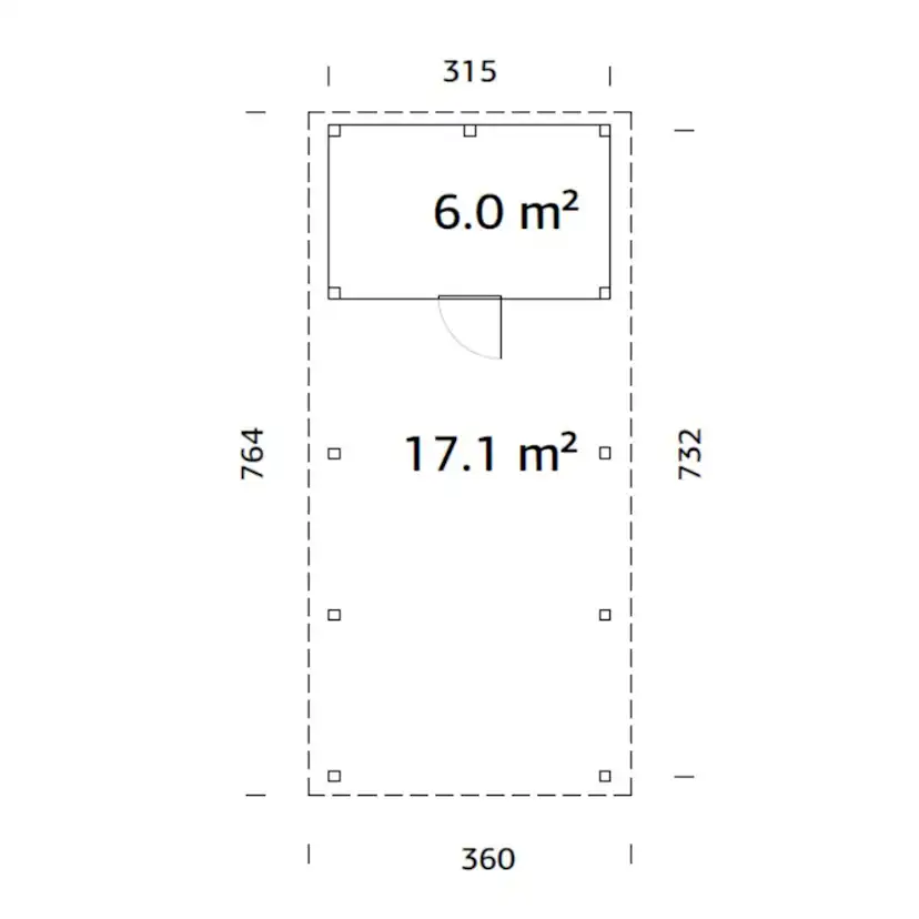 Carport Palmako Karl 23,1 m2 med Förråd