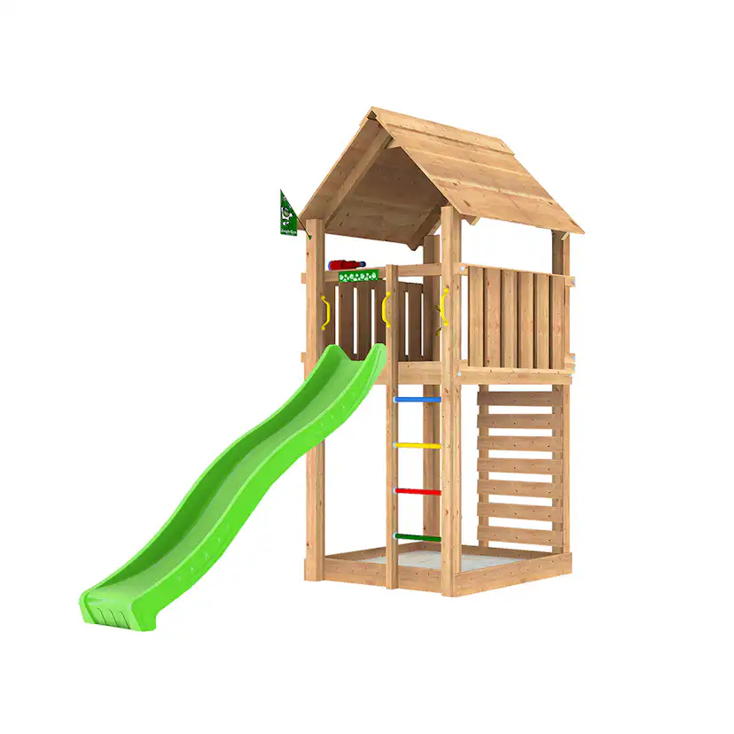 Lektorn Jungle Gym Cabin 2.1 Grön Rutschkana Trä