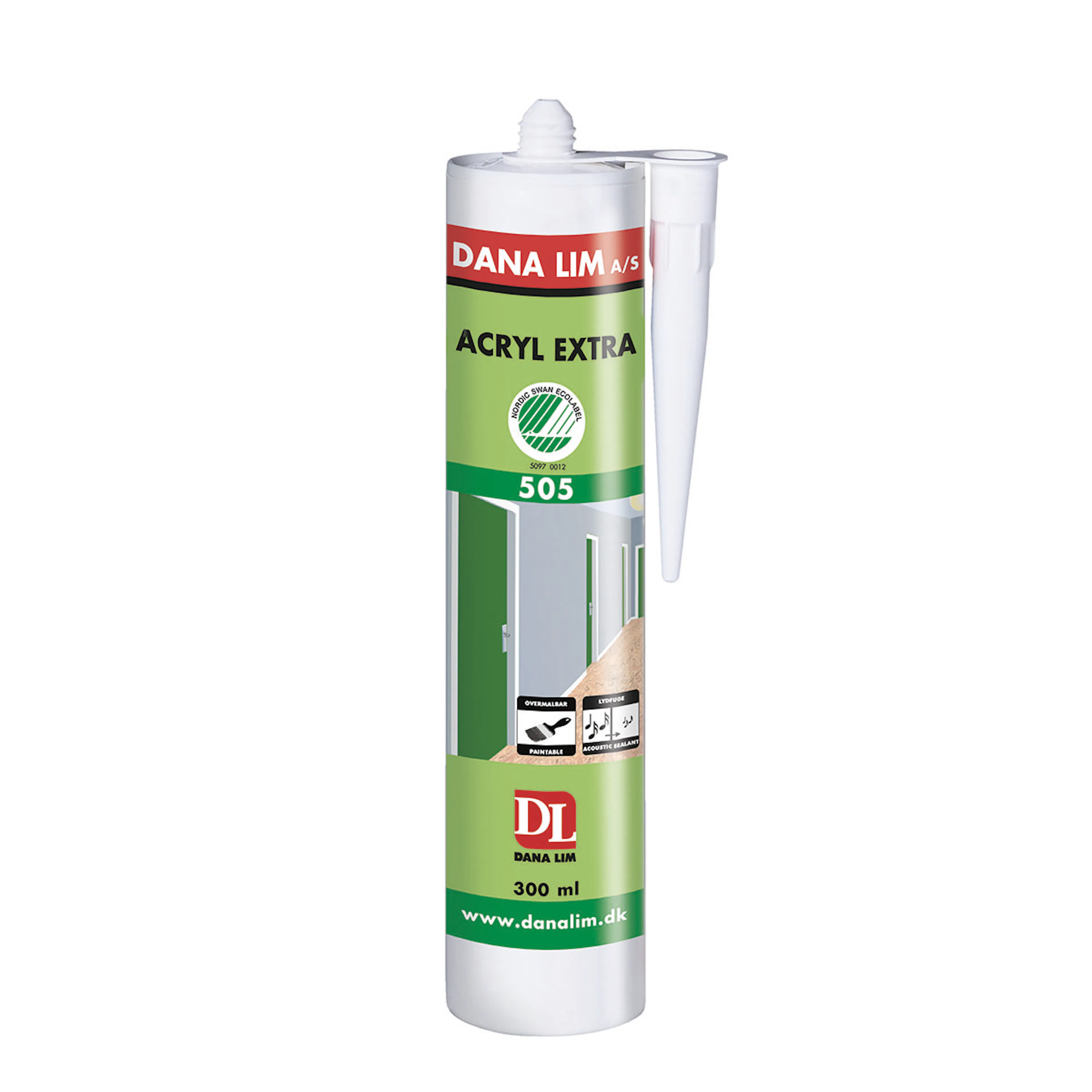 Fogmassa Danalim Dana Acryl Extra 505 300 ml Vit Akryl Svanenmärkt