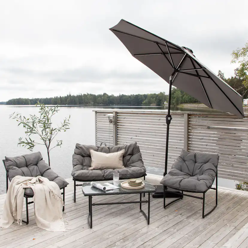 Sabal Umbrella with LED, Grey, 270 Grå