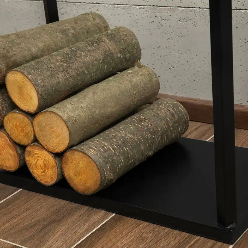 Vedställ gop CookKing Luis Vedhylla 121 cm i Svart Stål