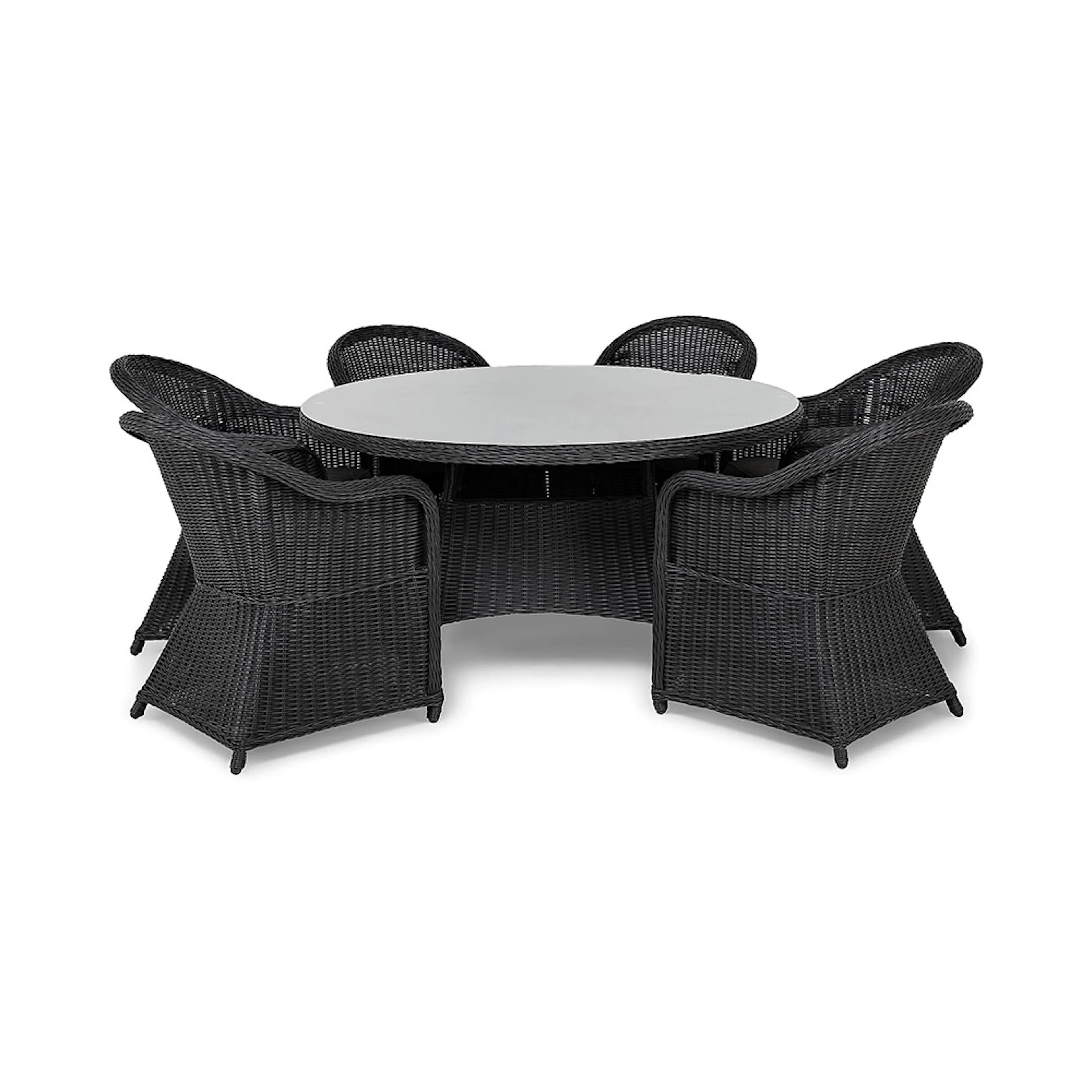 Matgrupp Utomhus Comfort Garden Marcus 140 Rund med 6 Light Utefåtöljer inkl. Dyna