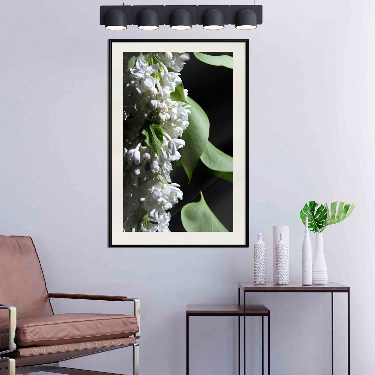 Affisch - Lilacs Detail [Poster] 40x60 Svart ram med passepartout, 40x60 cm