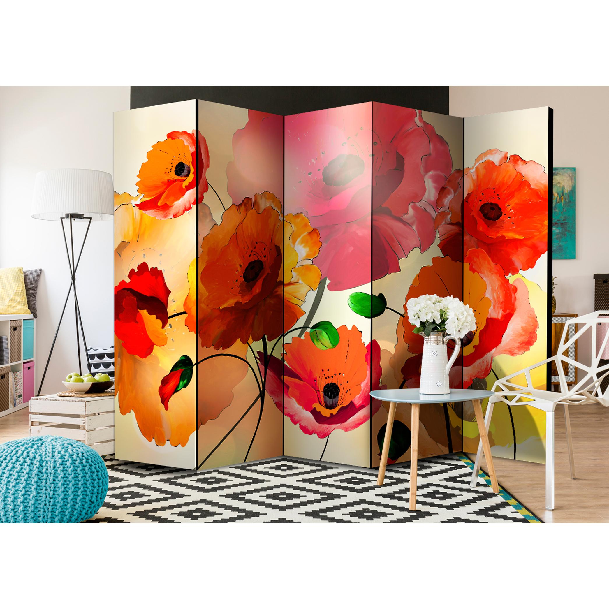 Rumsavdelare Arkiio Velvet Poppies II Grön/Röd/Orange 225x172 cm
