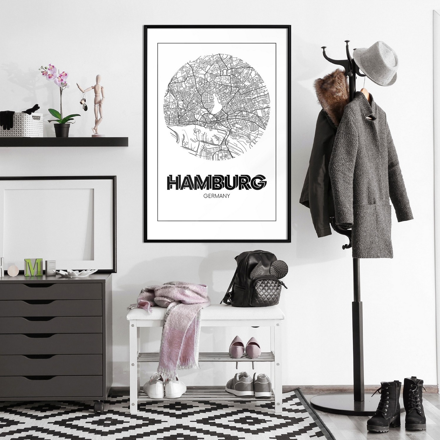 Affisch - Retro Hamburg [Poster] 20x30 Svart ram, 20x30 cm