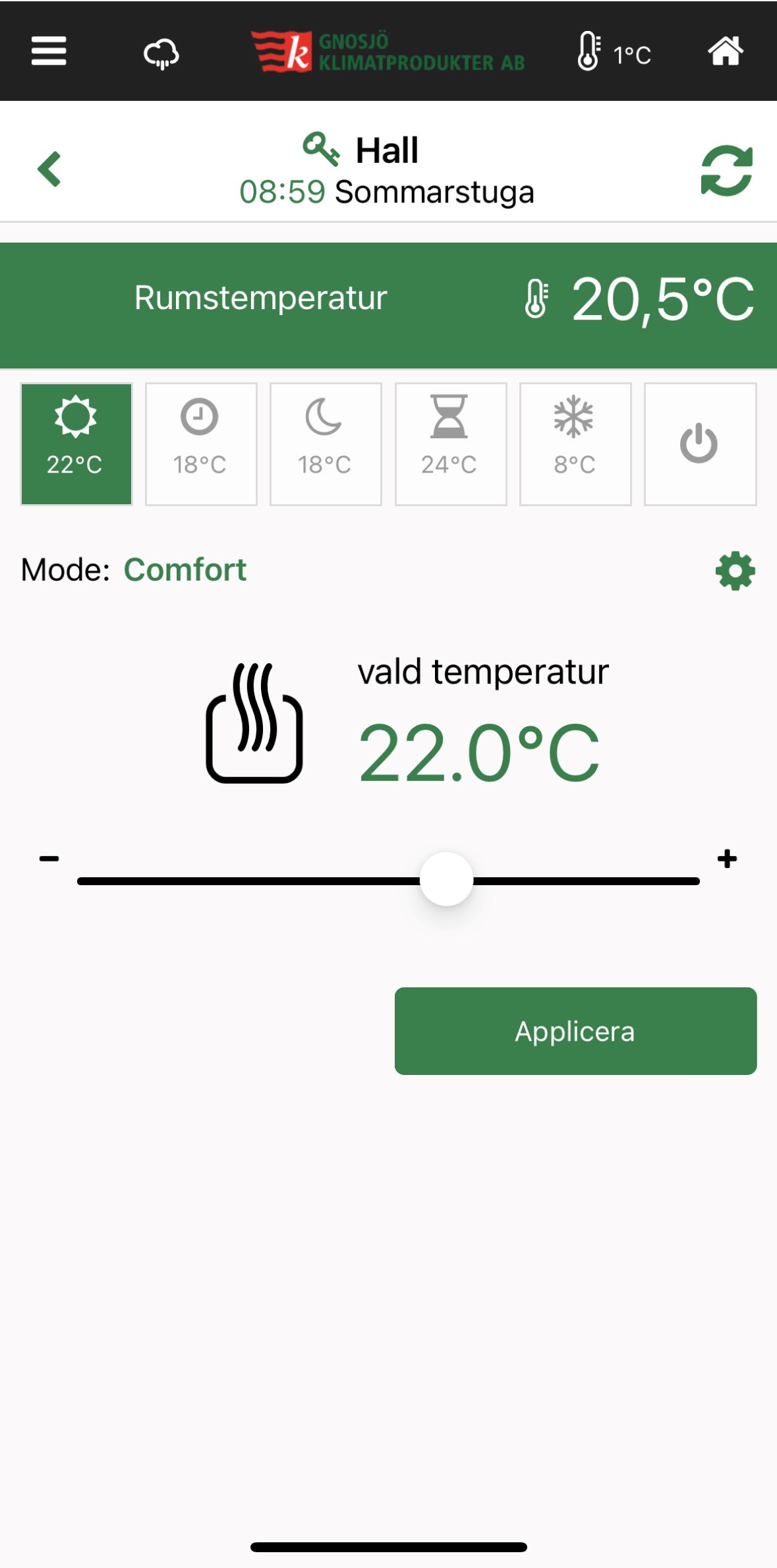 Oljefyllt Element Gnosjö Klimatprodukter 2080 med WiFi