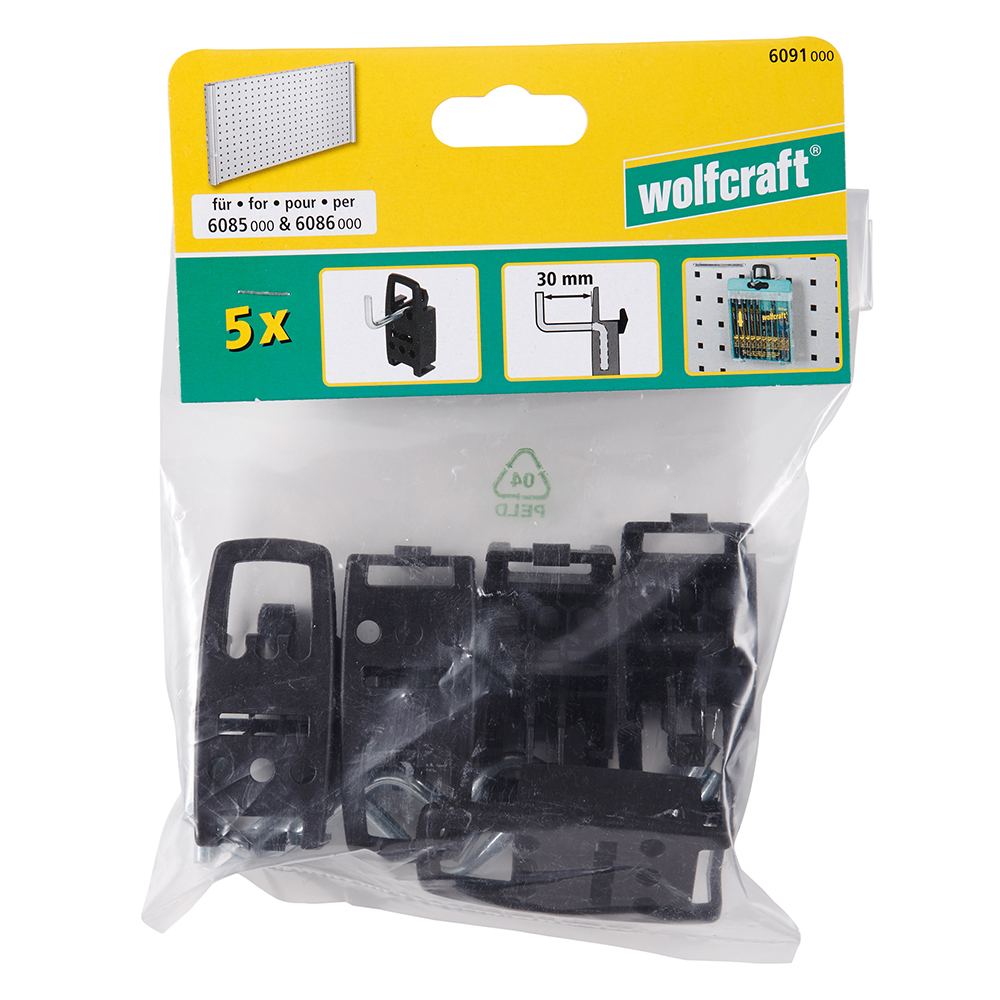 Verktygskrok Wolfcraft Enkel 30mm 5st