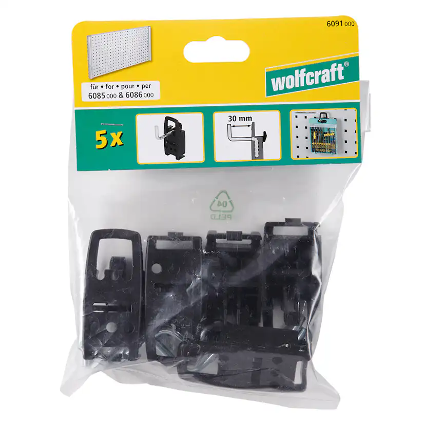Verktygskrok Wolfcraft Enkel 30mm 5st