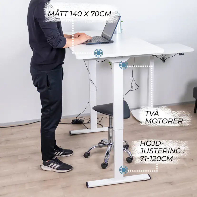 Skrivbord Lykke M200 140x70 cm Höj- och sänkbart
