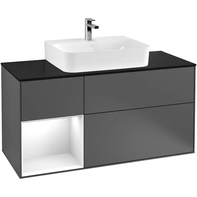 Tvättställsskåp Villeroy & Boch Finion med 3 Lådor Hylla och Bänkskiva för Centrerat Tvättställ