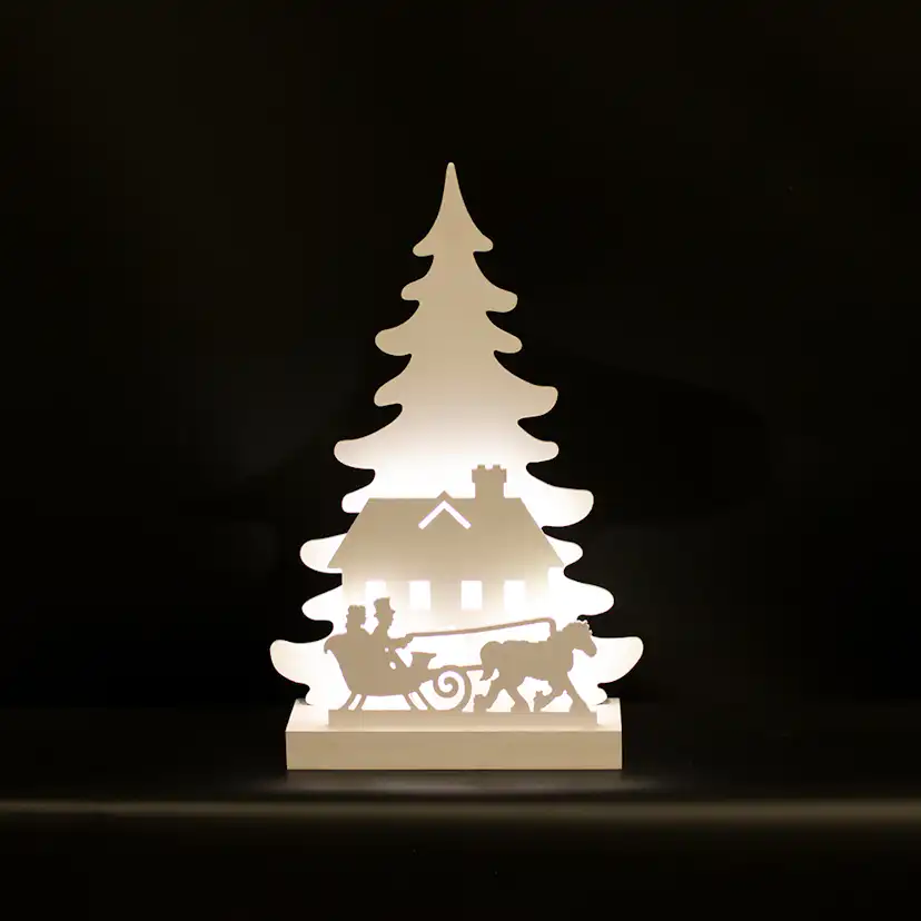 Juldekoration Nordic Winter 3D LED med Slädmotiv