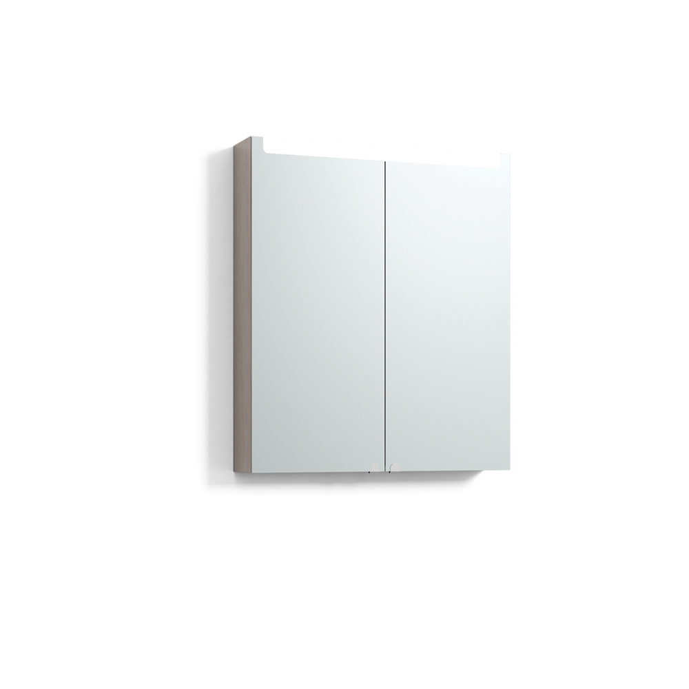 Spegelskåp Sober 60x12,5x70 Blond ek LED Tvlj El 2Hyll 600 mm, Blond Ek, Dubbla dörrar