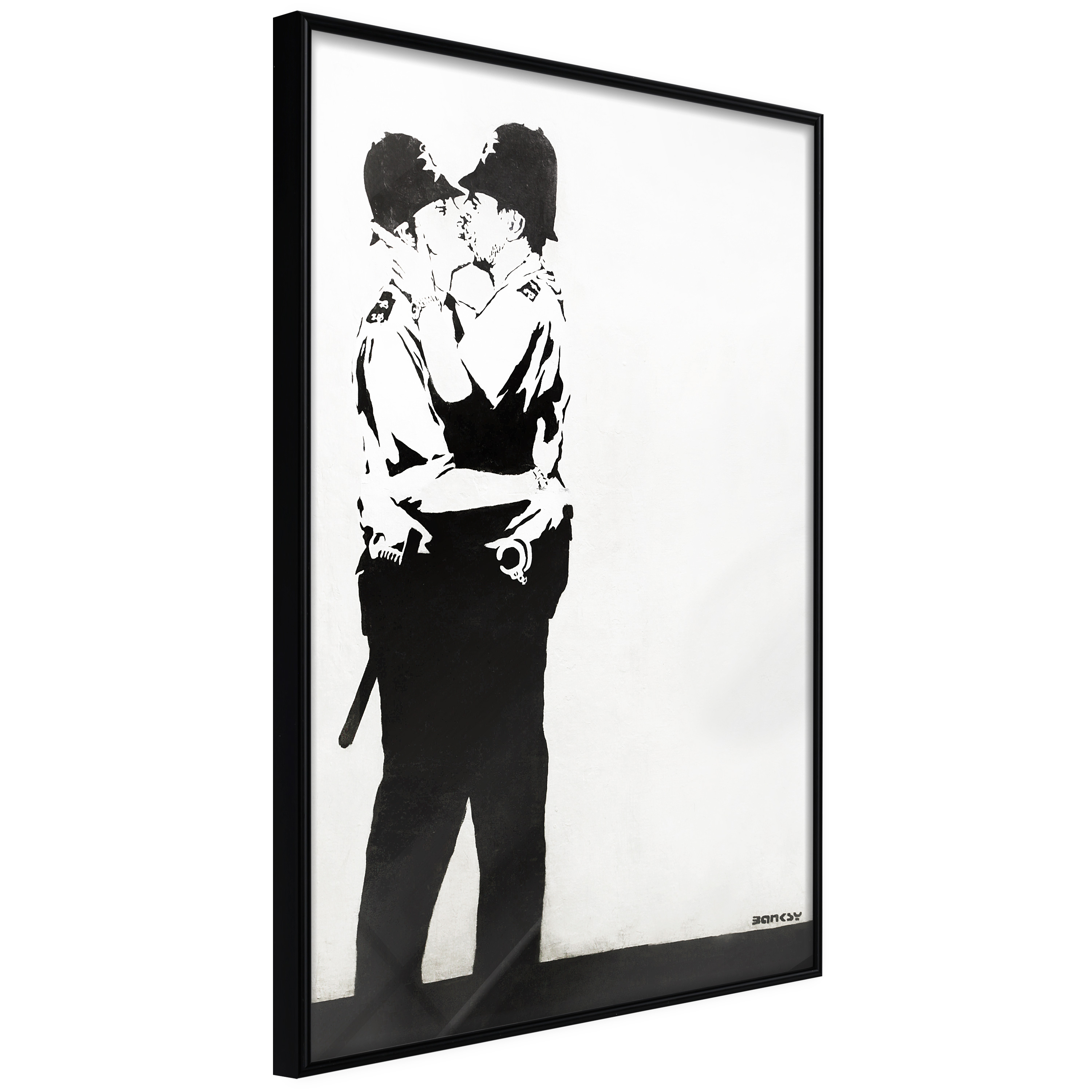 Affisch - Policemen Kissing [Poster] 40x60 Svart ram, 40x60 cm