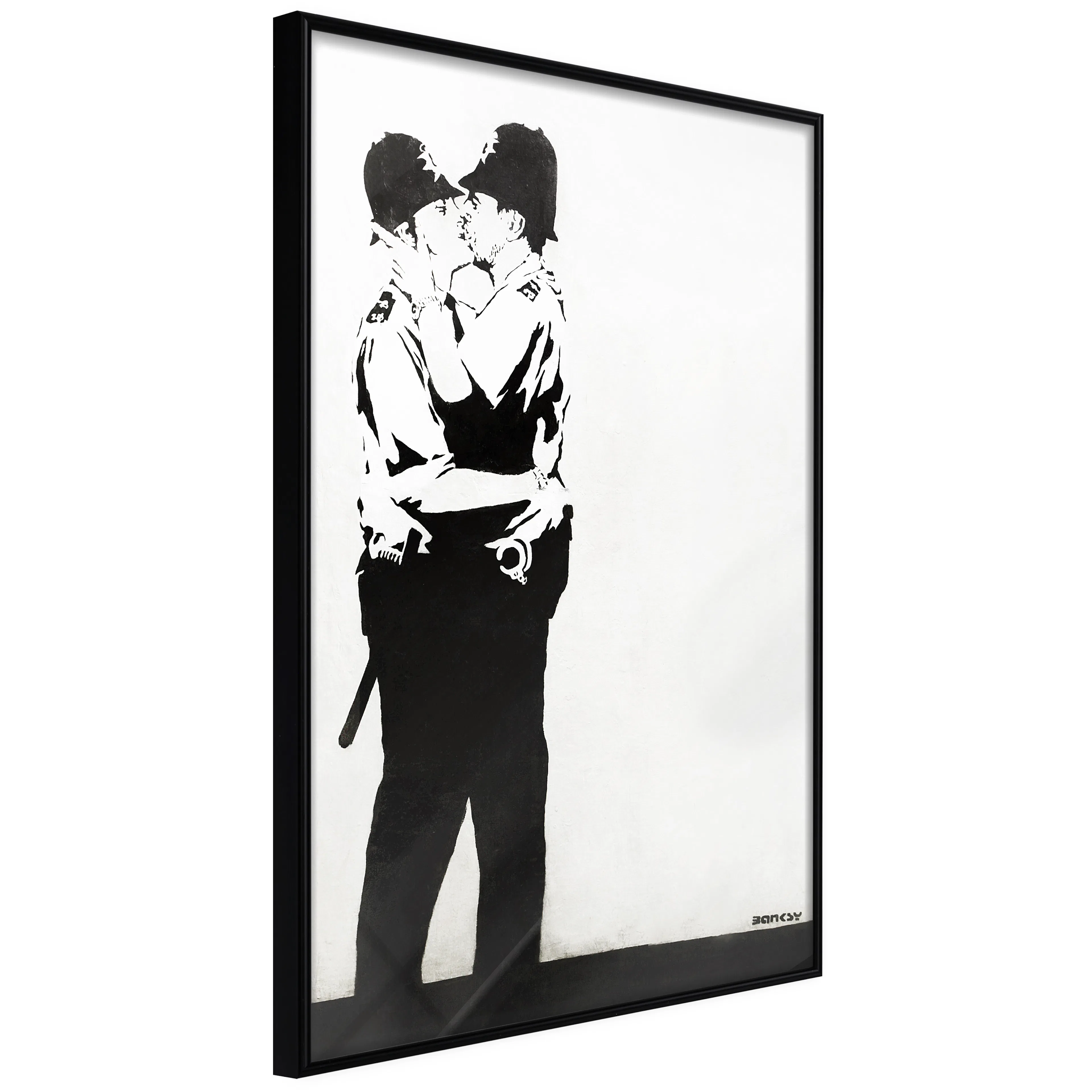 Affisch - Policemen Kissing [Poster] 40x60 Svart ram, 40x60 cm