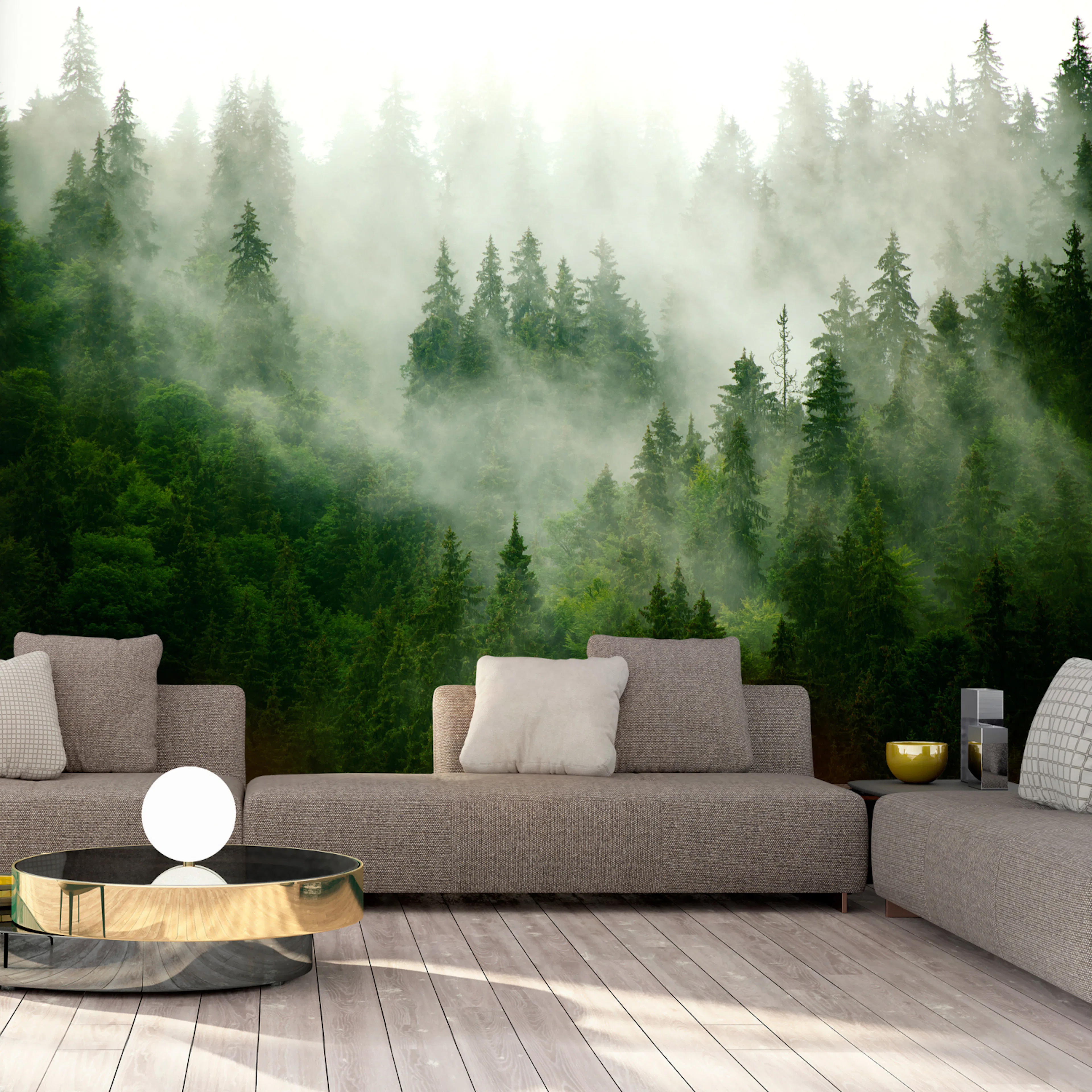Fototapet - Mountain Forest (Green) 450x315 450x315 cm